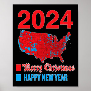 Póster Mapa de elecciones de 2024 Feliz Navidad feliz N