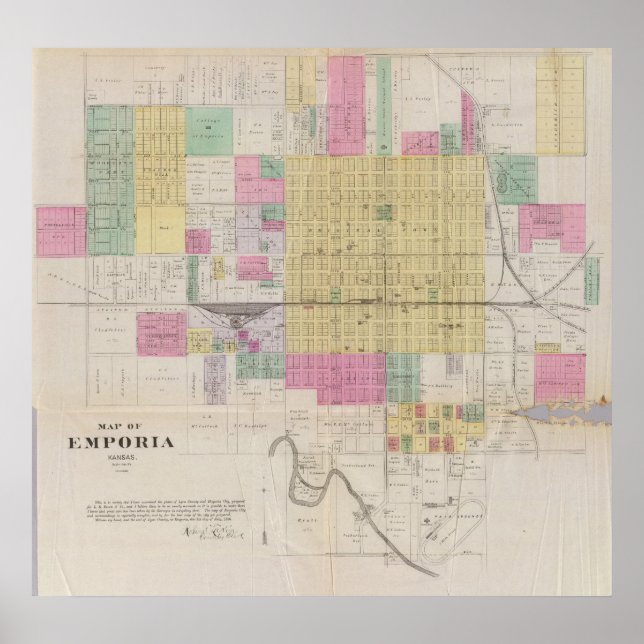 Póster Mapa de Emporia, Kansas (Frente)