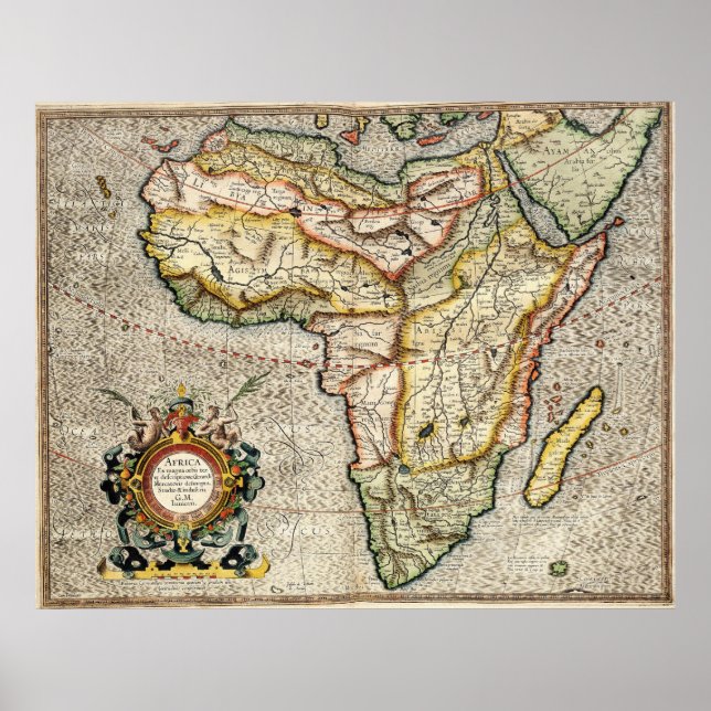 Póster Mapa de época de África (1596) (Frente)