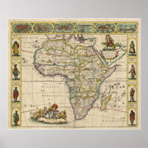 Póster Mapa de época de África (1660)