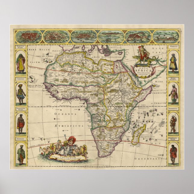 Póster Mapa de época de África (1660) (Frente)