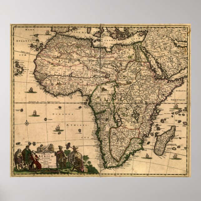 Póster Mapa de época de África (1688) (Frente)