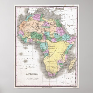 Póster Mapa de época de África (1827)