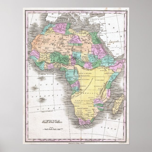 Póster Mapa de época de África (1827) (Frente)