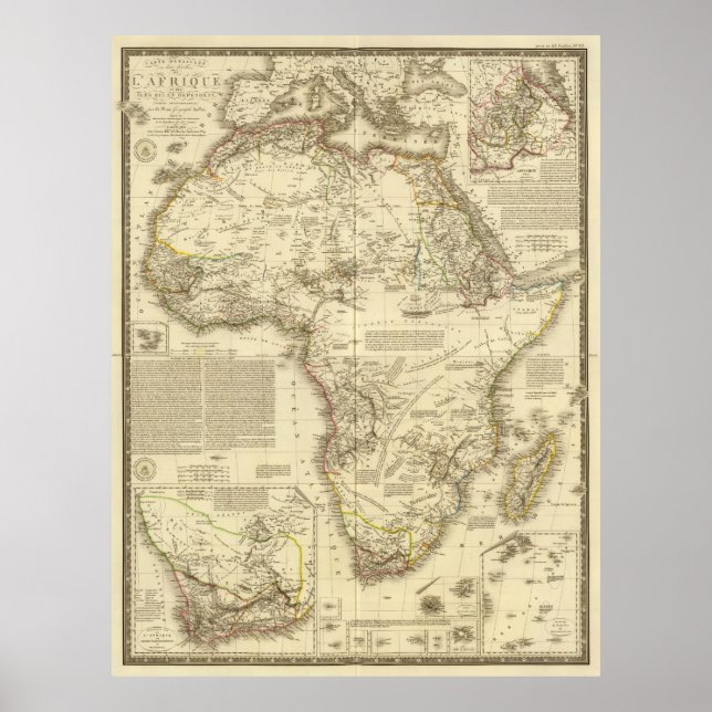 Póster Mapa de época de África (1828) (Frente)