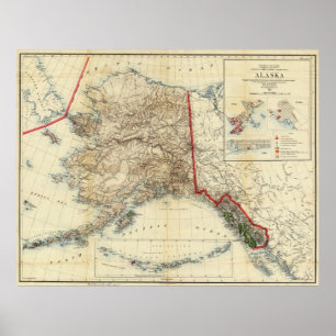 Póster Mapa de época de Alaska (1906)