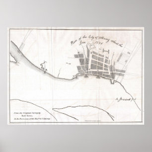 Póster Mapa de época de Albany Nueva York (1770)