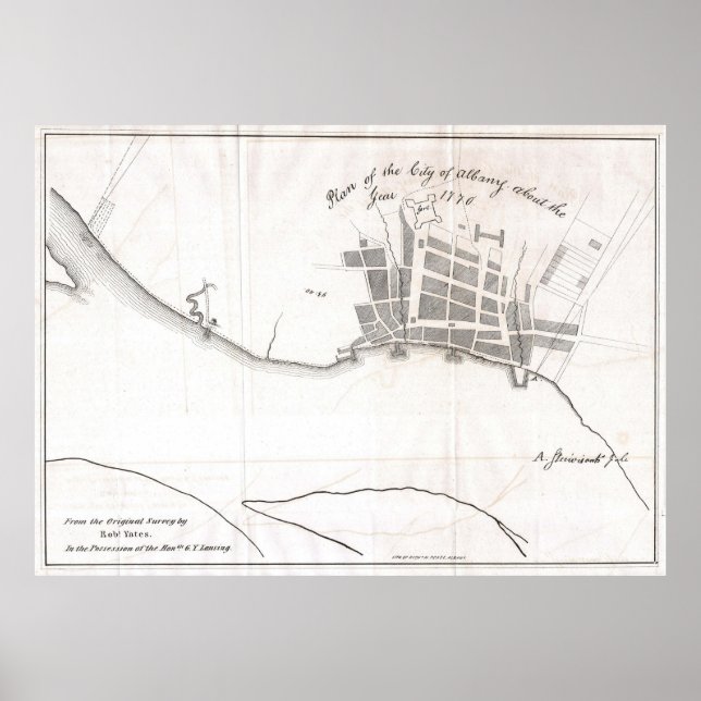Póster Mapa de época de Albany Nueva York (1770) (Frente)