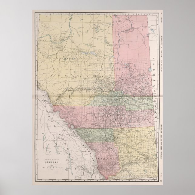 Póster Mapa de época de Alberta Canadá (1912) (Frente)