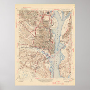 Póster Mapa de época de Alejandría Virginia (1945)