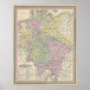 Póster Mapa de época de Alemania (1853)