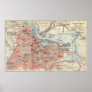 Póster Mapa de época de Amsterdam (1905) (2)