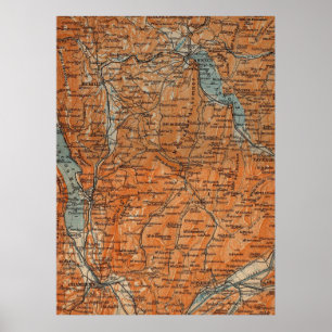 Póster Mapa de época de Annecy France (1914)