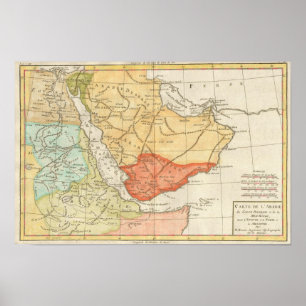 Póster Mapa de época de Arabia Saudita (1780)