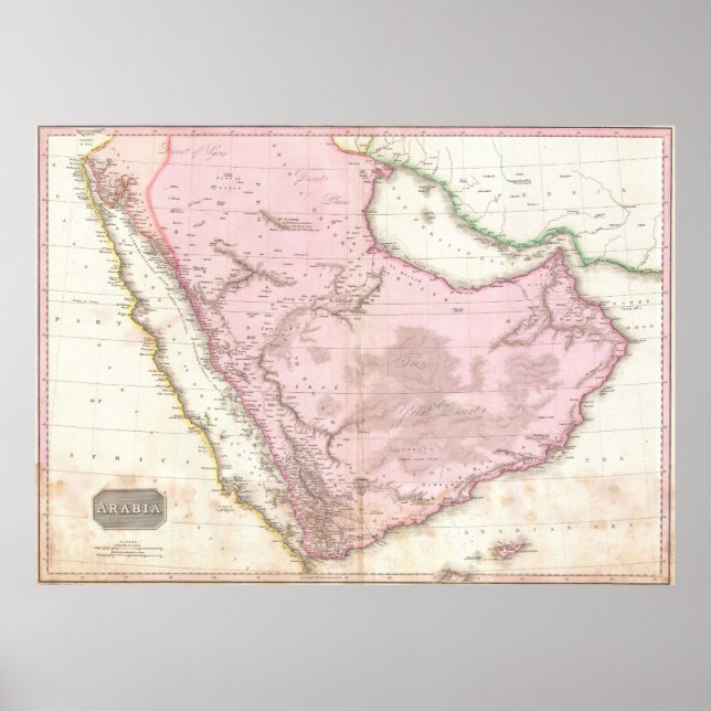 Póster Mapa de época de Arabia Saudita (1818) (Frente)