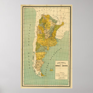 Póster Mapa de época de Argentina (1910)