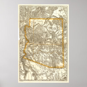Póster Mapa de época de Arizona (1876)