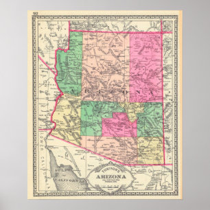 Póster Mapa de época de Arizona (1881)
