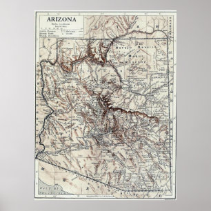 Póster Mapa de época de Arizona (1911)