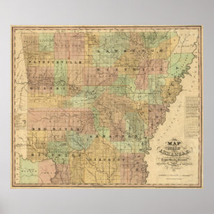 Póster Mapa de época de Arkansas (1839)
