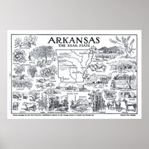 Póster Mapa de época de Arkansas (1912)