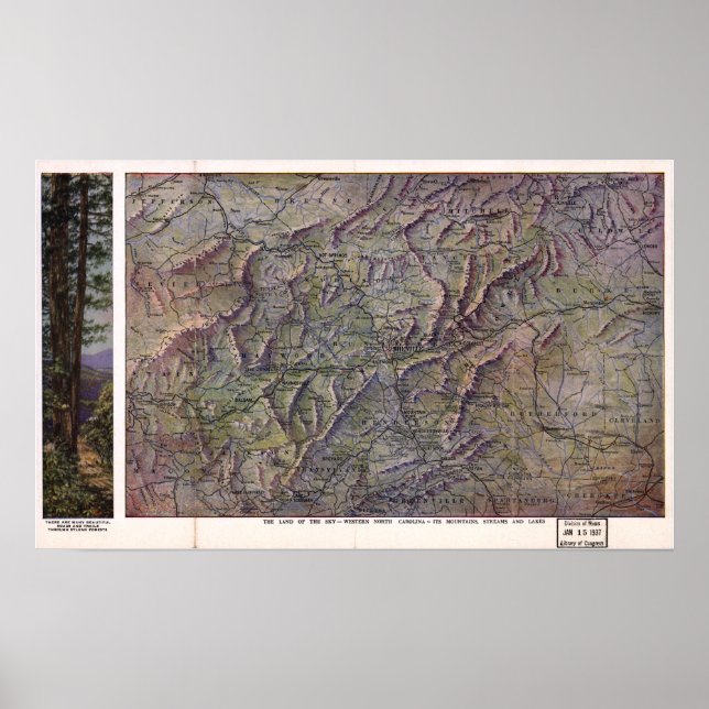 Póster Mapa de época de Asheville Carolina del Norte (Frente)