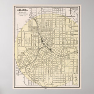 Póster Mapa de época de Atlanta Georgia (1901)