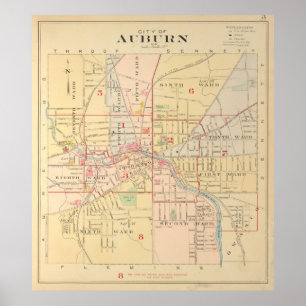 Póster Mapa de época de Auburn NY (1904)