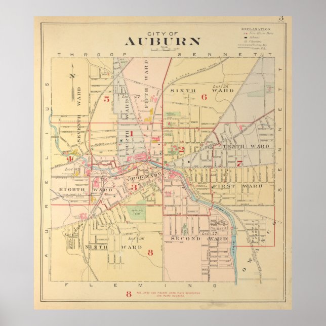 Póster Mapa de época de Auburn NY (1904) (Frente)