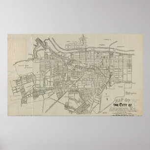 Póster Mapa de época de Augusta GA (1913)