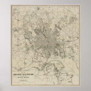 Póster Mapa de época de Baltimore MD (1919)