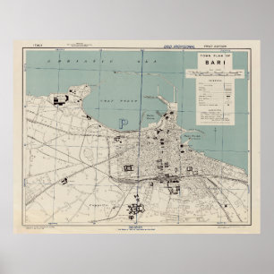 Póster Mapa de época de Bari Italia (1943)