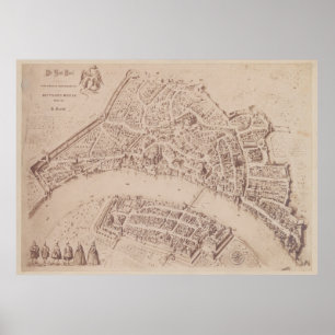 Póster Mapa de época de Basilea Suiza (1873)