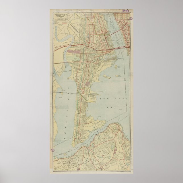 Póster Mapa de época de Bayonne NJ (1912) (Frente)