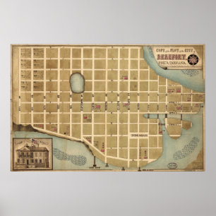 Póster Mapa de época de Beaufort SC (años 1860)