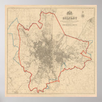 Mapa de época de Belfast Irlanda (1913)