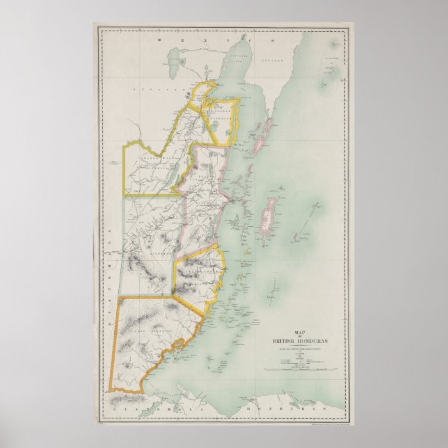 Póster Mapa de época de Belice (1921) (Frente)