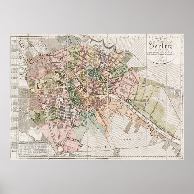 Póster Mapa de época de Berlín (1811) (Frente)