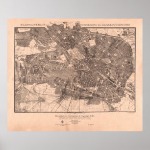 Póster Mapa de época de Berlín Alemania (1862)