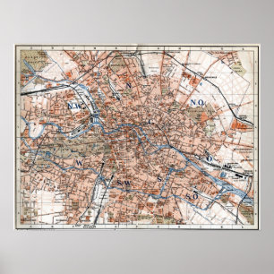 Póster Mapa de época de Berlín Alemania (1894)