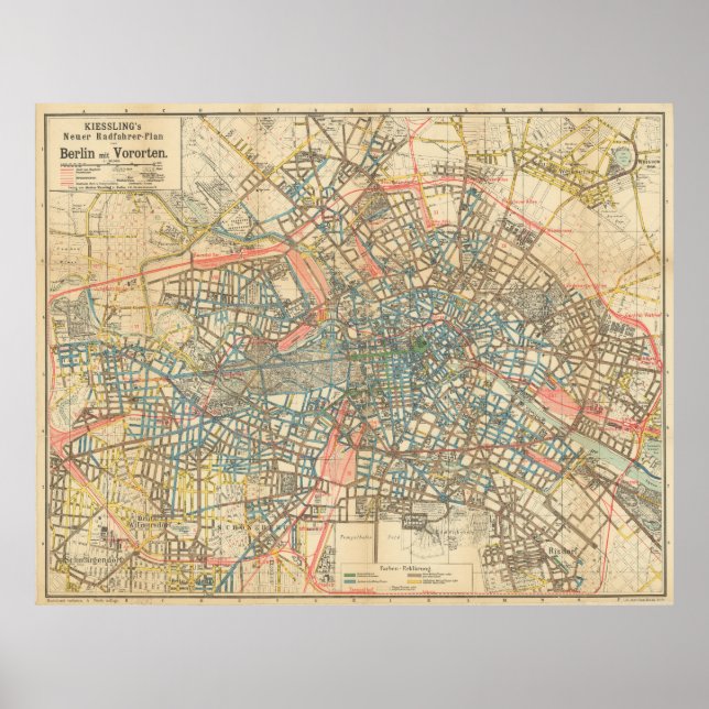 Póster Mapa de época de Berlín Alemania (1904) (Frente)