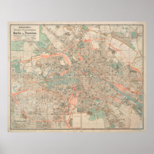 Póster Mapa de época de Berlín Alemania (1904)