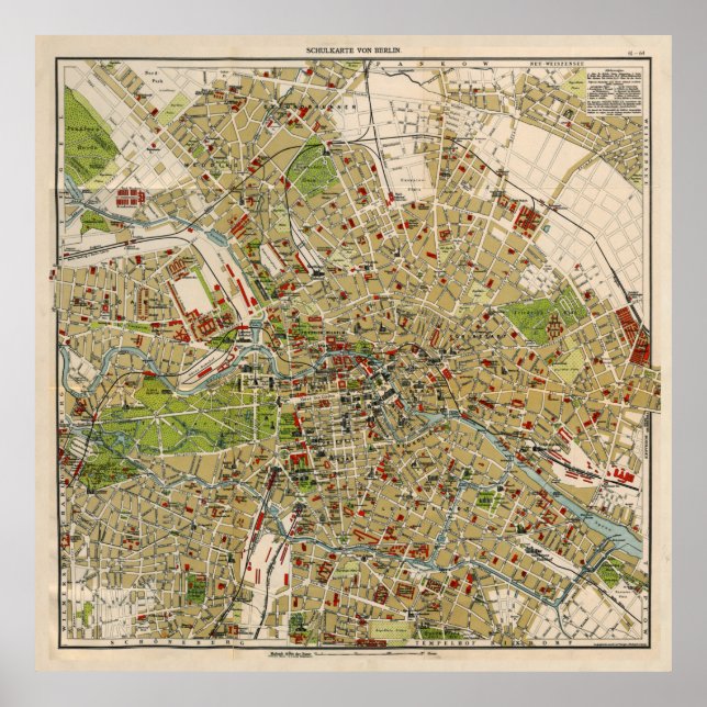 Póster Mapa de época de Berlín Alemania (1905) (Frente)