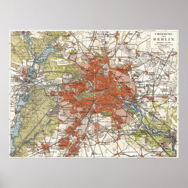 Póster Mapa de época de Berlín Alemania (1905) (Frente)