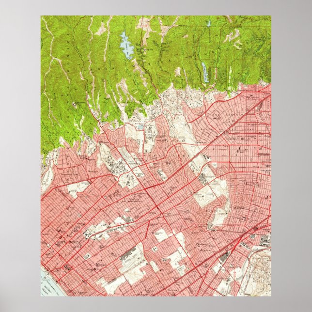 Póster Mapa de época de Beverly Hills California (1950) (Frente)