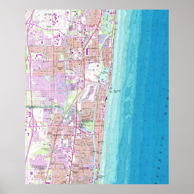 Póster Mapa de época de Boca Raton Florida (1962) (Frente)