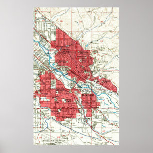 Póster Mapa de época de Boise Idaho (1954)