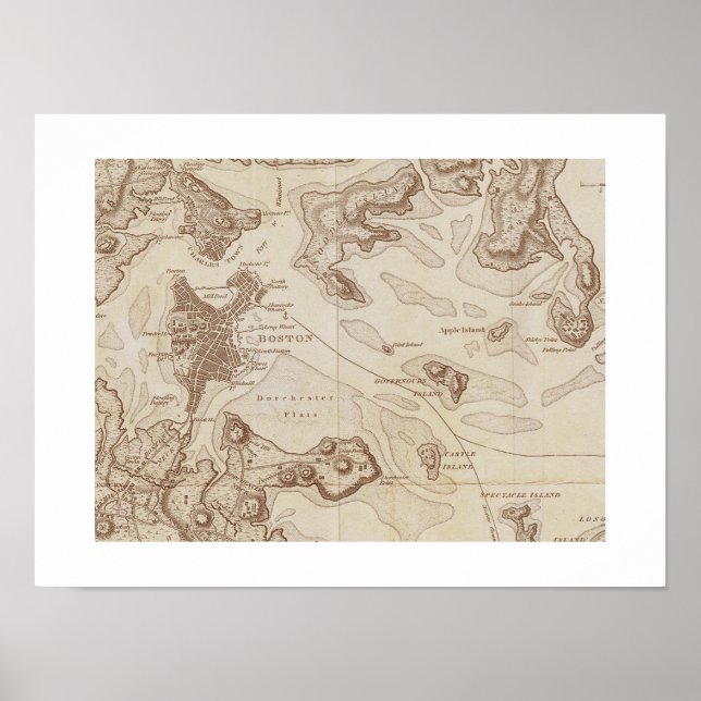 Póster Mapa de época de Boston (Frente)