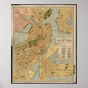 Póster Mapa de época de Boston