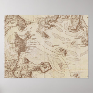 Póster Mapa de época de Boston